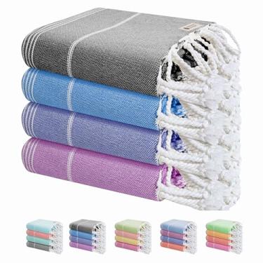 Imagem de HEIRLOOM COMFORT Pacote com 4 toalhas de praia grandes, 102 x 180 cm, secagem rápida, 100% algodão, sem areia, absorvente, toalhas de banho, piscina, spa e viagem, leves, laváveis na máquina - Cores