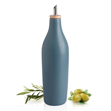 Imagem de Sweejar Garrafa dispensadora de azeite de oliva de cerâmica fosca com bico, dispensador de óleo de 500 ml para balcão de cozinha, galheteiro de óleo opaco para EVOO, vinagre, recipiente de óleo de