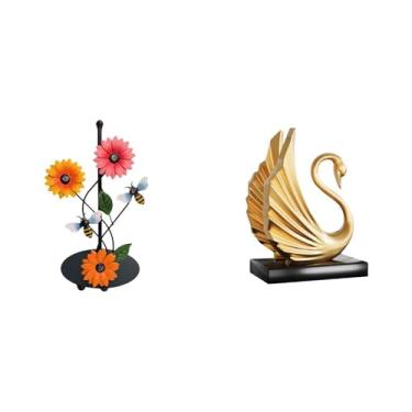 Imagem de Fenteer Porta-papel Toalha em Forma de Cisne, Antiderrapante, Vertical, Peça Decorativa de Arte Moderna para Mesa, Armário Ou Decoração de Casa.