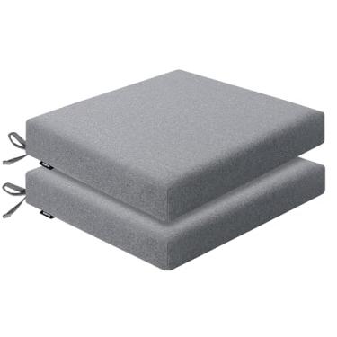 Imagem de Favofamilie Conjunto de 2 almofadas para cadeira de ambiente externo 55 x 55 x 6 cm, resistente à água e desbotamento, durável para móveis de pátio, cadeiras de sofá de jardim, conforto portátil com