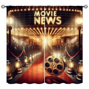 Imagem de FengMingRui Cortinas modernas de cinema, tapete vermelho, cinema, decoração de casa, blackout, tratamento de janela para home theater, sala de estar, quarto, café, decoração, cortinas de janela 106,7