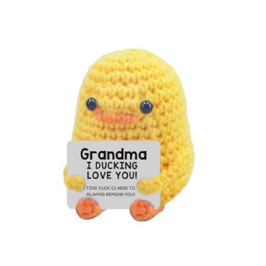 Imagem de Adorável pato cravejado à mão – Acompanhante de apoio emocional positivo de 7,5 cm com cartão motivacional, decoração de mesa divertida para escritório/casa, presente para amigos/colegas/aniversários
