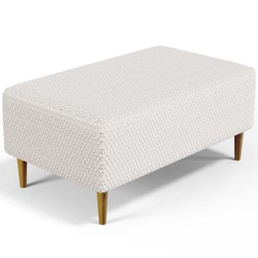 Imagem de Puff Decorativo Para Sala De Estar Cléo Pés Palito 90 Cm W01 Bouclê Cru - Lyam