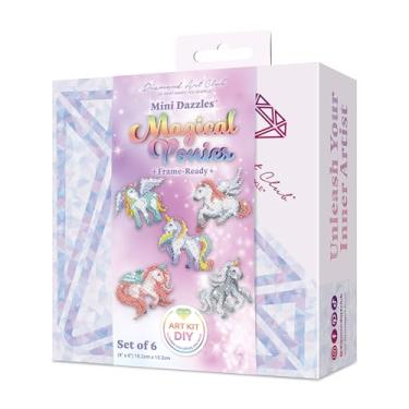 Imagem de DIAMOND ART CLUB Mini Dazzles - pôneis mágicos, kit de pintura de diamante DIY divertido para adultos, tela de arte de diamante para iniciantes, 10 x 15 cm (pacote com 6)