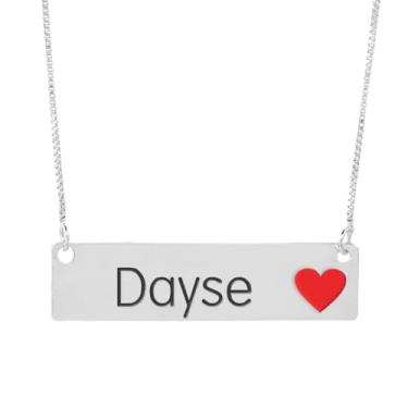 Imagem de Colar Semijoia Nome Personalizado Coração Resinado Dayse Banhado em Prata 1000-999001777