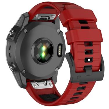 Imagem de Velocarer Pulseira de relógio de 26 mm para Garmin Fenix 8 de 51 mm/Fenix 7X/Fenix 6X/Fenix 5X, QuickFit Sport Substituição para Tactix 7 Pro/Descent Mk2i/Enduro 3/Enduro 2/D 2 Mach 1 Pro, vermelha e