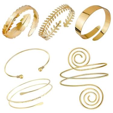 Imagem de CoguZed Conjunto de 6 punhos dourados e prateados para mulheres – Punhos empilháveis ajustáveis com design hipoalergênico sem níquel, joias em camadas e acabamento banhado a ouro durável