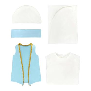 Imagem de MotiveTech Fantasias da Virgem Maria para Crianças, Conjunto de Roupas Bíblicas para o Carnaval Infantil, L