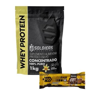 Imagem de Kit: Whey Protein 1Kg Baunilha + Barrinha Elitebar Pão de Mel 30g Soldiers Nutrition