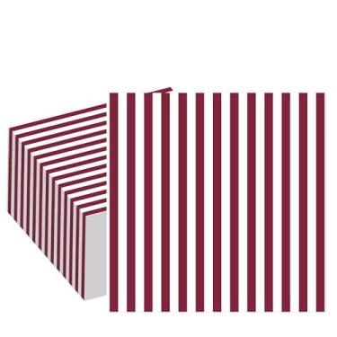 Imagem de Stxy's Guardanapos bordô (50 ct) Guardanapos de coquetel marrons listrados vinho colorido vinho bebida guardanapo de papel para festa bordô, sobremesa, casamento bordô, formatura