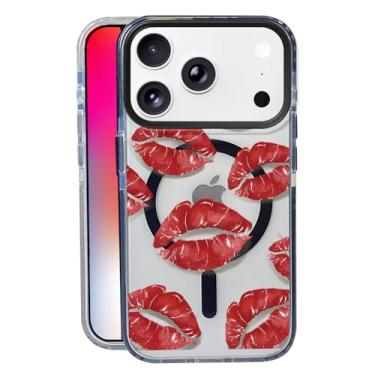 Imagem de Batom vermelho para iPhone 17 Pro Max, compatível com MagSafe, capa fosca macia e fina à prova de choque, antiimpressões digitais, antiamarelamento, antiarranhões, capa magnética para Apple, engraçada