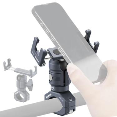 Imagem de KAPARNER Kit de suporte de telefone de motocicleta, braço de soquete único ajustável com base de parafuso em U de montagem de braçadeira de guidão, instalado em haste redonda de trilho de diâmetro de