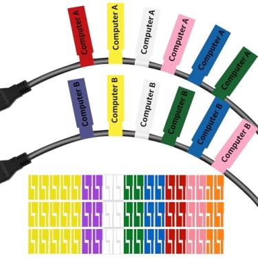 Imagem de 240 etiquetas de cabos para gerenciamento, etiquetas autoadesivas resistentes a rasgos para impressora a laser e caligrafia, etiquetas coloridas à prova d'água para eletrônicos
