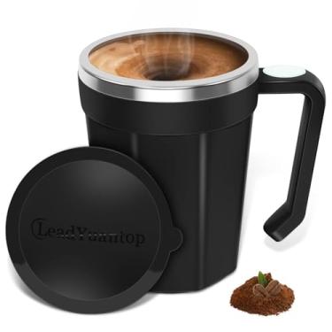 Imagem de LeadYuantop Caneca de café autoagitada, copo de mistura elétrica magnética automática de 510 g, copo de viagem de aço inoxidável para café, chocolate, leite, chá, escritório, casa, cozinha (azul