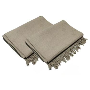 Imagem de Conjunto de mantas extragrandes para sofá (2 peças), dimensões 300 x 180 cm, material de algodão puro, com finalidades decorativas e protetoras. (2 Areia)