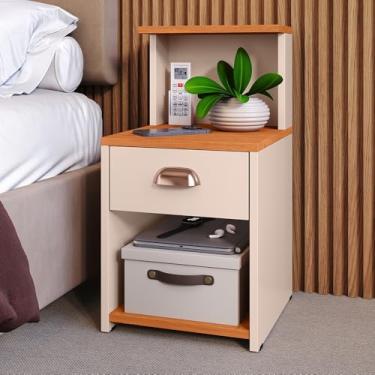 Imagem de Mesa de Cabeceira com 1 Gaveta e Nicho Organizador em MDP – Criado Mudo Compacto para Quarto(1UN CLÉO OFF/CINA)