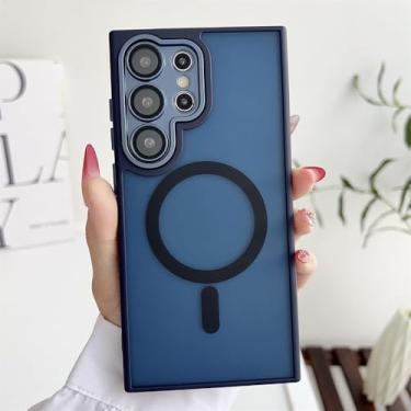 Imagem de Capa protetora fosca transparente, azul marinho, para Samsung S25 Edge S24 S23 S22 Plus Ultra FE A56 A36 A26