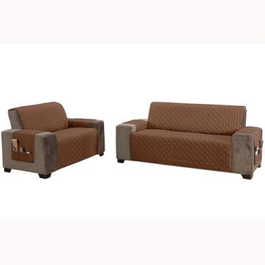 Imagem de Kit 2 Peças Capa Protetora para Sofá King 2 e 3 Lugares Linha Classic – Face Única Marrom