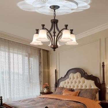 Imagem de Luminária pendente estilo americano antigo e minimalista - Design rústico em vidro com proteção para os olhos | para sala de estar, sala de jantar, quarto e suíte (5 lâmpadas)