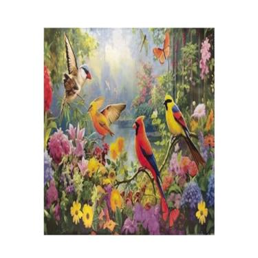 Imagem de Blueangle Cobertor colorido de jardim de pássaros super macio e quente, 127 x 152 cm, leve para todas as estações, cobertor aconchegante para cama, sofá, sofá, fácil de cuidar (538)