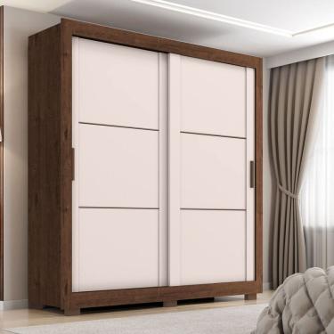Imagem de Guarda-roupa Casal 2 Portas 4 Gavetas Titanium Jacaranda / Off White