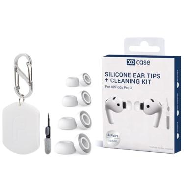 Imagem de Para AirPods Pro 3 XDcase, 4 pares de pontas auriculares de silicone de substituição com kit de armazenamento e limpeza (branco)