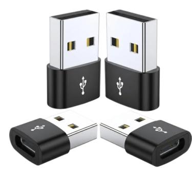 Imagem de Adaptador USB C fêmea para USB macho pacote com 4, conversor de cabo carregador tipo C para USB A, compatível com iPhone 11 12 13 14 15 16 17 Pro Max, iPad Pro Air 4 Mini 6, Samsung Galaxy S25 S24 S23