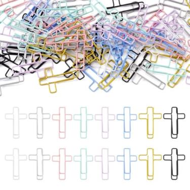 Imagem de Handship 80 peças de clipes de papel cruzado, fofo, dourado, metal, clipe de papel, colorido, acessórios para mulheres, homens, cristãos, escritório, escola, casa, organizadores de mesa, cores mistas