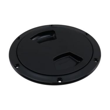 Imagem de Crapyt Capa de escotilha de placa de inspeção de barco redonda de 12,7 cm, tampa de escotilha de caiaque com parafusos, para caiaque, iate, placa de deck de trailer, preta