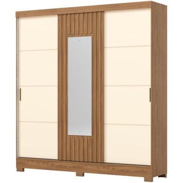 Imagem de Guarda-Roupa 3 Portas de Correr com Espelho B376 Henn, Nature/Offwhite
