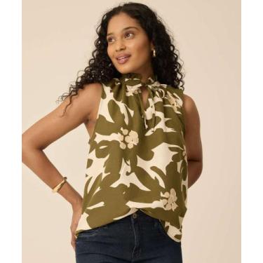 Imagem de Blusa Regata Feminina Estampa Floral Amarração Marisa-72964, Bege, Ver