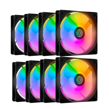 Imagem de Kit 8 Fans TGT Striker Rainbow 120mm - TGT-STK8-BLRBW