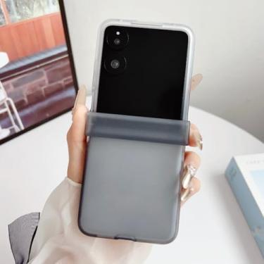 Imagem de Capa fosca translúcida com efeito gradiente e toque suave para Samsung Galaxy Z Flip 7 6 5 4 3 7fe 5g Flip7 Flip6 em cores vibrantes (para Galaxy Z Flip7 FE/Branco-Cinza)