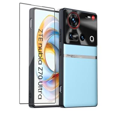 Imagem de QUIETIP Capa compatível com Nubia Z70 Ultra/Z70S Ultra com protetor de tela, capa rígida protetora de lente fina à prova de choque, azul