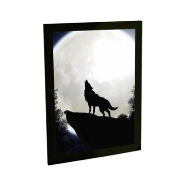 Imagem de Quadro Decorativo A3 Lobo Uivando Na Lua Cheia Animais Poster Poster
