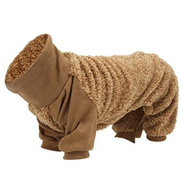 Imagem de Naroote Inverno Quente Roupas para Cães Suéteres de Cachorro Alta Pescoço Pet Roupas de Clima Frio para Cães Gatos Macacão de Pelúcia para Atividades Ao Ar Livre de Inverno (M)