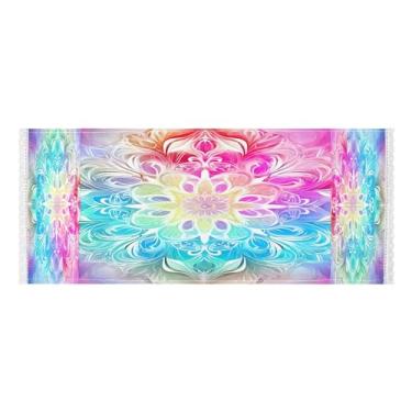 Imagem de Wassud Capas de lavadora e secadora de mandala arco-íris, protetor de lavadora com sacos de armazenamento, capa de geladeira à prova de poeira com bolsos para lavanderia doméstica, cozinha, 120 x 55