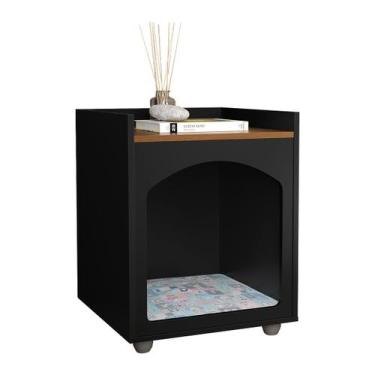 Imagem de Mesa de Cabeceira Quarto Casinha de Cachorro e Gato PET Cor:Preto Fosc