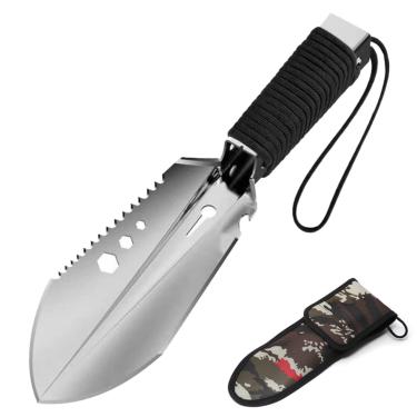 Imagem de Ferramenta múltipla 8 em 1 pá de acampamento portátil com estojo armazenamento para caminhada mochilão e jardinagem