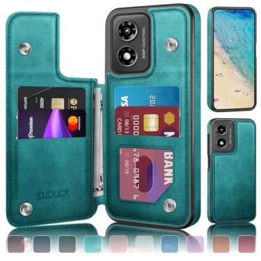 Imagem de DJDUCK Capa carteira projetada para Moto G Play 2024 com porta-cartão, [proteção de couro com bloqueio de RFID] [capa de fecho magnético] à prova de choque masculina e feminina para Moto G Play 2024