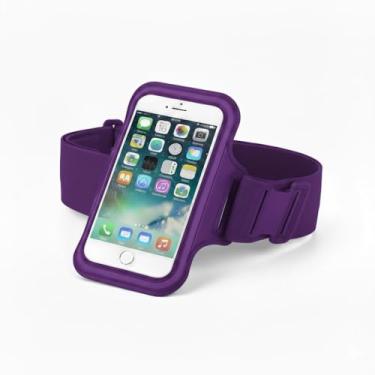 Imagem de Braçadeira Esportiva para Celular, Ajustável, Preta, Compatível com Smartphones até 5.5", para Corrida e Academia, Leve e Resistente (ROXO)