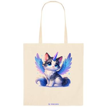 Imagem de Phicorn Sacola Catcorn – O Gato Unicórnio Voador da Série Fantasy Creatures, Bolsa de Presente de Lona de Algodão Reutilizável para Mulheres e Amantes de Gatos
