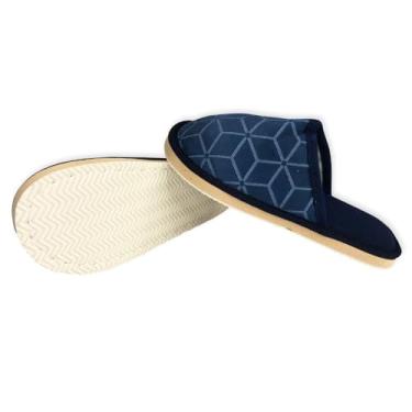 Imagem de Pantufa Masculina Macia Estampada Azul, Tamanho 40/41