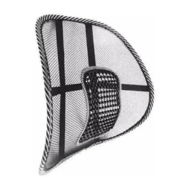 Imagem de Suporte Lombar Ergonômico para Cadeira, Preto, Material em Nylon e Polipropileno, 45x40x10cm, Corretor Postural para Casa, Escritório e Carro