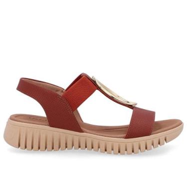 Imagem de Sandalia usaflex couro efeite dourado ref ud11002 feminino, Marrom, 38