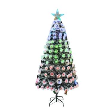 Imagem de Árvore De Natal Led Fibra Ótica Nevada 120cm Luzes Colorida