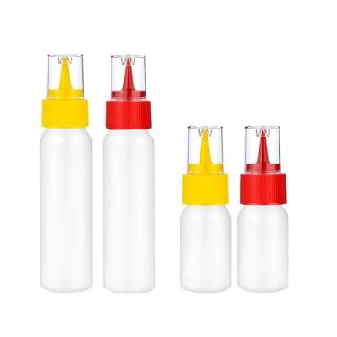 Imagem de Conjunto de garrafas de apertar de 4 peças para cobertura e decoração de biscoitos, garrafas de gelo - Inclui garrafas de 30 ml e 60 ml (amarelo, vermelho)