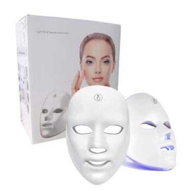 Imagem de Máscara de Terapia LED, 7 Cores, para Tratamento Facial, Uso Doméstico e Viagem