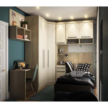 Imagem de Guarda Roupa De Canto Solteiro 1 Gaveta C/ Cabeceira E Escri