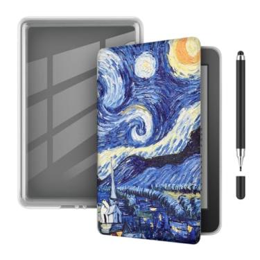 Imagem de Akacy Capa protetora de couro PU transparente e macia com padrão pintado para Kindle Paperwhite 7.0 (Geração 2024, números de modelo SA568B e SA569P), fina e leve, capa à prova d'água (1)